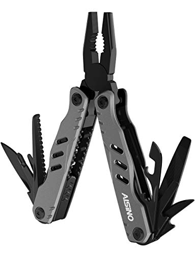 AISINO Premium 11-IN-1 Multitool with Safety Locking, Professional Spring-Action Pliers, Scissors, Pocket Knife, Bottle Opener, and Screwdriver for Survival, Camping, Hiking and Hunting