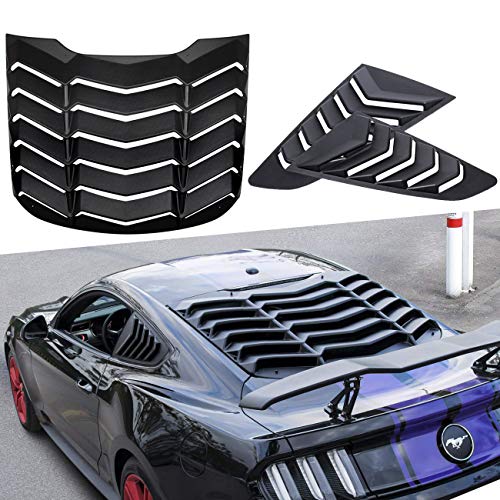 Yoursme Rear Window Louvers and Quarter Side Window Scoop Louvers in GT Lambo Style Matte Black ABS Fits for Ford Mustang 2015 2016 2017 2018 2019 2020