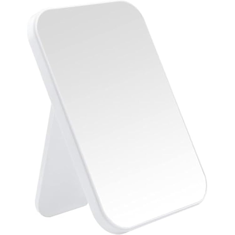 8-Inch Desktop Makeup Mirror, Portable Princess Mirror,Table Desk Wall Hanging Dual-Purpose Square Mirror White