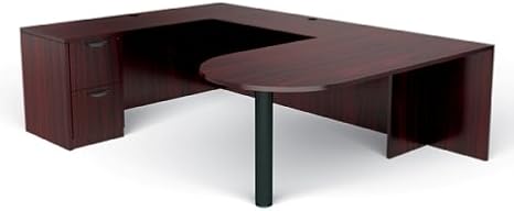 U Shaped Desk W/Drawers D Isl& Office Desk Dimensions: 71" W X 36" D X 29 1/2" H, Bridge: 42" W X 24" D X 29 1/2" H, Credenza: 71" W X 24" D X 29 1/2" H - American Mahogany