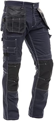 Men's Construction Pants with Cordura Knees Reinforced Carpenter Work Pants Tactical Workwear Cargo Safety Trousers