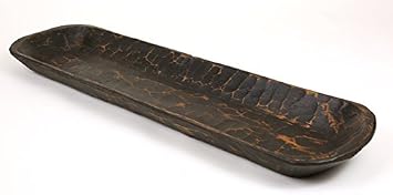 Rustic Wooden Dough Bowl-Batea-Extra Long-Black