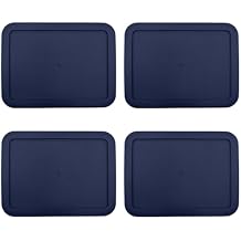 CIBI Food Storage Container Lids (6 Cup, Blue - 4 Count) Compatible with Pyrex 7211-PC Glass Containers, Dishwasher and Microwave Safe Replacement Lids