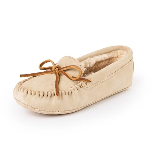 Minnetonka Womens Suede Soft Leather Sole Faux Fur Lined Slippers