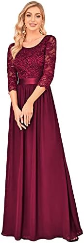Ever-Pretty Womens A-Line Mother of Bride Dresses Long Sleeve Empire Waist Lace Long Formal Evening Dress