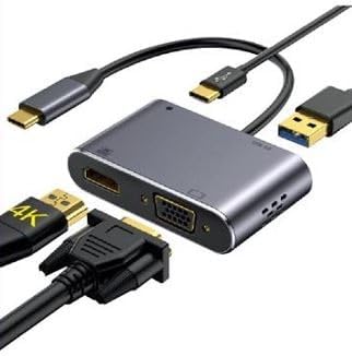Heartz Hb-03 4k Hdmİ Vga Type C Usb Çok Fonksİyonlu Metal A Kalİte Kalin Kablolu Hub (hb-03 Vga Hdmi Usb Type C 4k Hd Hub)
