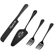 Personalized Cake Knife Set Custom Wedding Cake Knife and Server Set Customized Engrave Stainless Steel Personalized Cake Cutter for Birthday (Black)