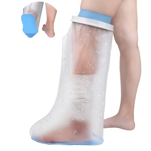 Waterproof Leg Cast Cover for Showering with Non-Slip Bottom, Reusable Adult Half Leg Cast Protector Cast Bag for Shower Leg Ankle Foot After Surgery Bandage Dressing Wound Burns