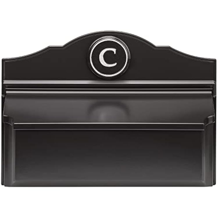 Whitehall Custom Wall Mount Mailbox Package - Mail Box with Monogram, Sand Cast Aluminum, Classic Design Black Personalized in Silver