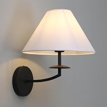 PERMO Vintage Wall Sconce Black Classic Bathroom Sconces wiht Tapered White Textile Shade Wall Sconce Hardwired Indoor Wall Mount Lights for Living Room Bedroom