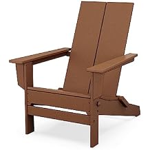 POLYWOOD Contemporary Modern Folding Adirondack Chair in Teak