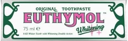Euthymol Original Whitening Toothpaste 75ml (1) – Made in Korea – 9.6X Whiter Teeth – Double Action – Fluoride & Vitamin E – Fights Cavities & Gingivitis – Non-GMO, Gluten-Free, Recyclable Packaging