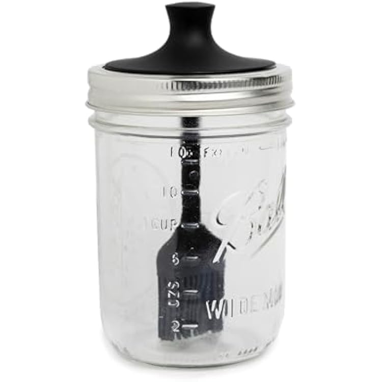 Jarware Silicone Black Basting Brush Lid For Wide Mouth Mason Jars