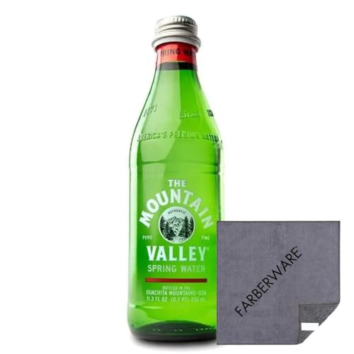 CAMEO Mountain Valley Water, Spring Water, 24 Bulk Pack Case Glass Bottle 11.3 Fl Oz | 333 ML