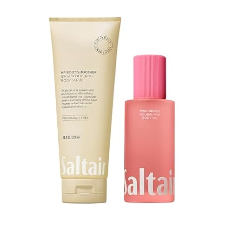 Saltair Smooth & Glow Duo | KP Body Scrub & Pink Beach Body Oil | 2 Piece | Polishing care and post-bath hydration for smoother-feeling areas and a simple coordinated regimen