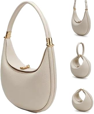Luna Bag, Half Moon Bag for Women, Small Elegant Leather Crossbody Bags, Cream Crescent Handbags