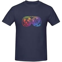 Men's Crew Neck T-Shirts Abstract Graffiti Glasses Pattern Tee Navy Blue