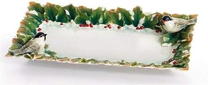 FRANZ Collection Winter Wonderland Chickadee Rectangular Plate