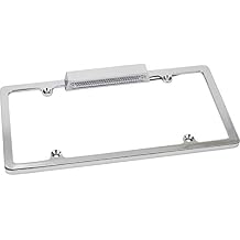 Speedway Motors Lighted Chrome License Plate Frame with 12-Volt Replaceable Dome Bulb, Polished Finish, Bolt Hole Pattern 7.00 x 4.75, Classic Hot Rod or Custom Car Accessory