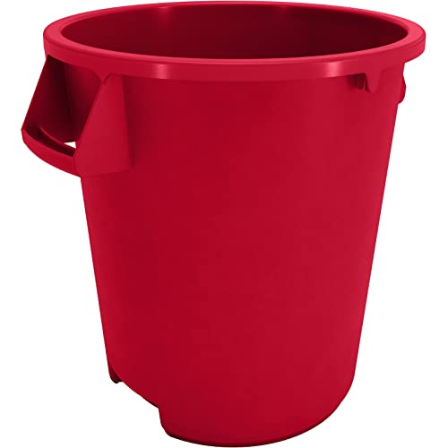 SPARTA Bronco Waste Container Trash Container, Round Trash Bin for Disposal, 10 Gallons, Red, Pack of 6