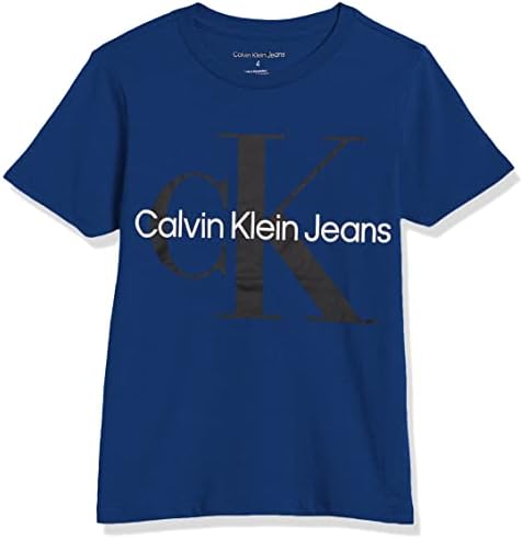 Calvin Klein Boys Short Sleeve Logo Crew Neck T-Shirt, Soft, Comfortable, Relaxed Fit