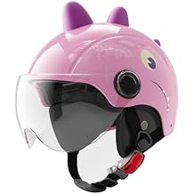 DOT Approved Summer Children's Motorcycle Helmets with Visor 3-16 Years Old Cartoon Pattern Kids Helmet Electric Bicycle Scooter Half Youth Go-Kart ATV Moped Open Face
