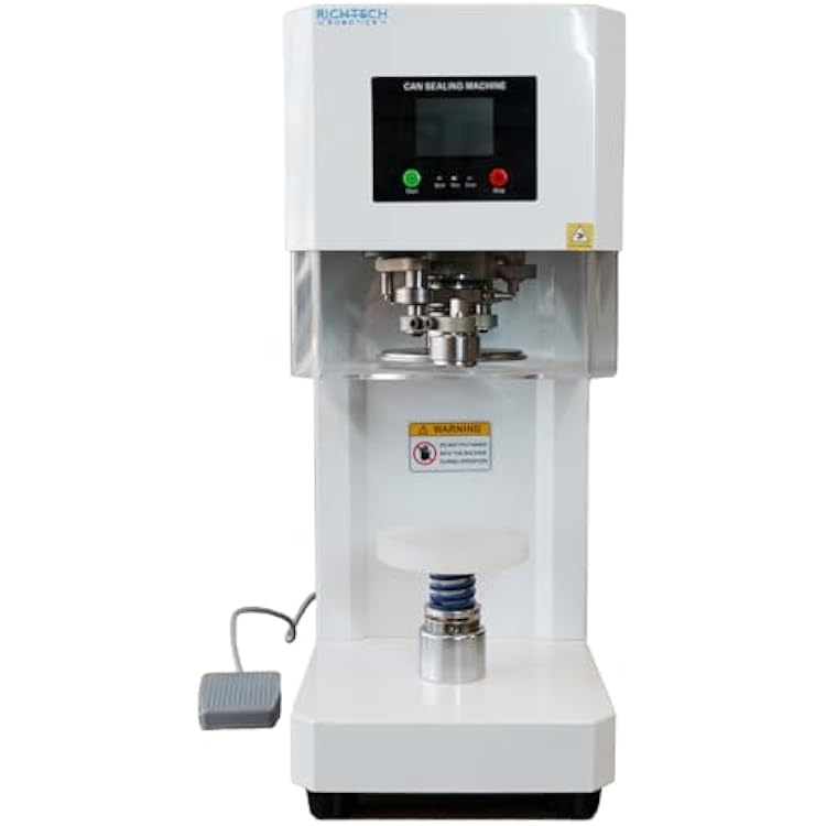 Hakka Automatic Can Sealing Machine, Commercial Soda Drink Can Sealer Machine for Plastic Aluminum Cans Adjustable Height, 4-10cm Caliber - White