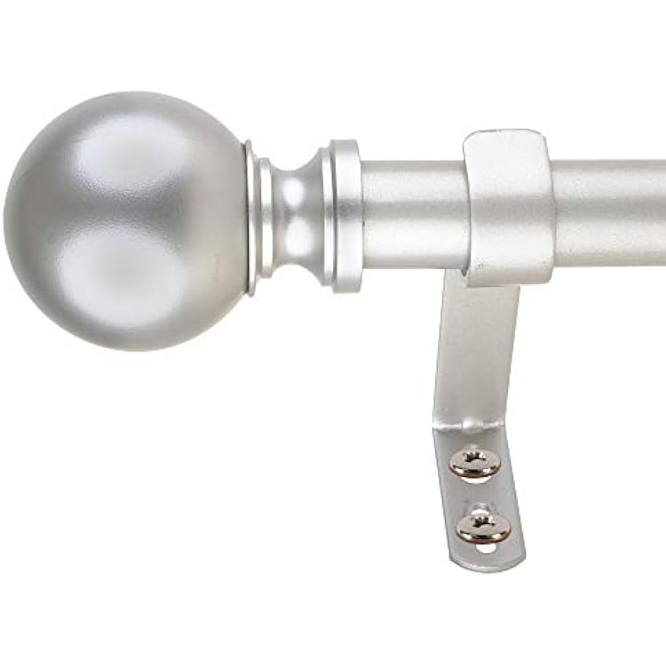 Decopolitan 1 Classic Ball Curtain Rod, 18 to 36 Inches, Antique Silver