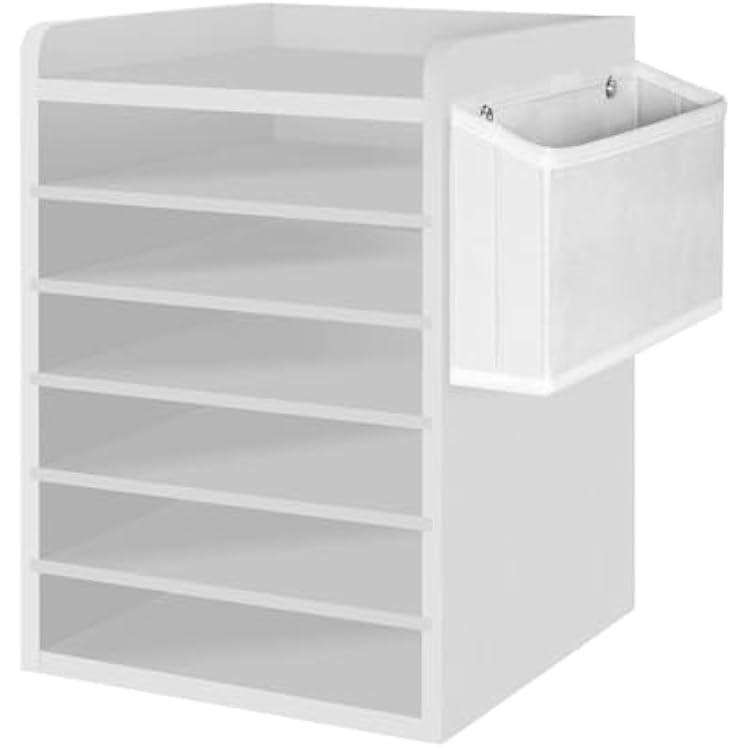 HOOBRO Adjustable Countertop Mail Sorter, 6 Tier Wooden Paper Organizer, Vertical Literature Organizer with Side Storage, Office Mailbox Cubbies, Classroom Mailbox, for Home, Office, White WT34WF01