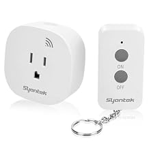 Syantek Remote Control Outlet Wireless Light Switch for Household Appliances, 200ft Long Range Remote Outlet Switch, 15A/1875W High Power Mini Electrical Plug, White (1 Outlet + 1 Remote)