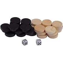 32Pcs Two-Tone Game Chess Piece, Roundness Draughts and Checkers and Backgammon Chess Piece for Board Game Learning, Arcade and Table Games