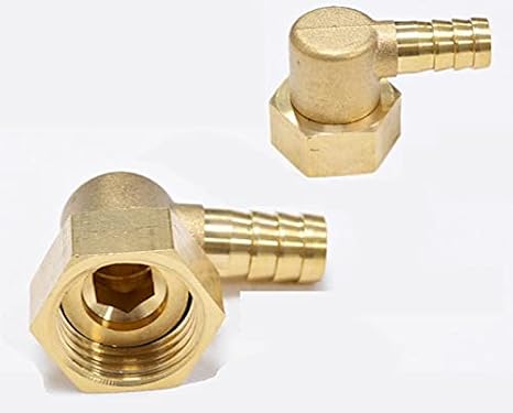 Swivel Pipe Fitting 1/2" BSPP BSP Female to 3/8" Barb Hose ID 90 Degree Brass