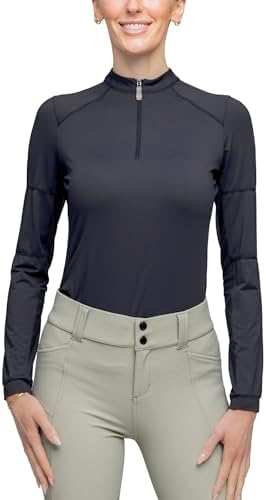 Kastel Denmark Solid Base Layer Activewear | Long Sleeve Sun Protection | 14 Zip Womens Golf, Equestrian Apparel