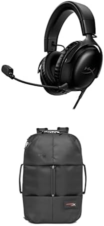 Bundle of HyperX Cloud III Wired Gaming Headset, PC, PS5, Xbox Series X|S, Angled 53mm Drivers, DTS, Memory Foam, Durable Frame, Ultra-Clear 10mm Mic Black + HyperX Knight Gaming Backpack