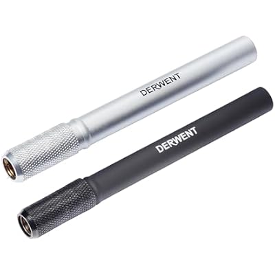 Derwent Pencil Extender Set, Silver and Black, for Pencils up to 8mm, 2300124
