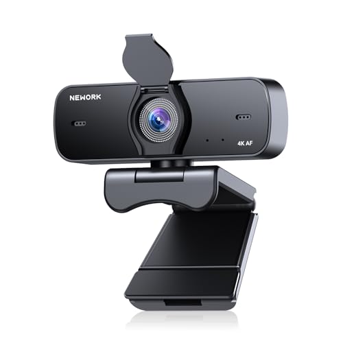 4K Webcam for PC with Stable Auto Focus, Smooth Video, 2 Noise-Cancelling Microphones, USB Plug & Play, Ideal for Online Teaching, Meetings, and Remote Communication