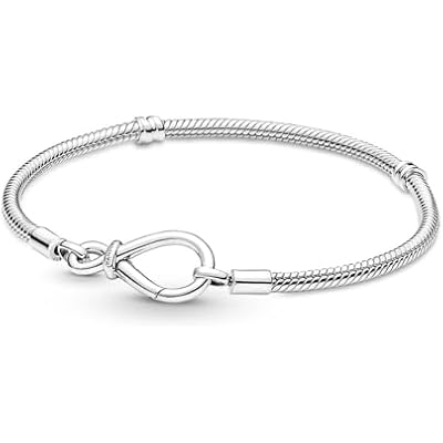 Pandora Moments Infinity Knot Snake Chain Bracelet - Compatible Moments Charms - Sterling Silver Charm Bracelet for Women - Gift for Her - 23 cm, No Gift Box