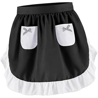 Waist Apron Server Apron Ruffle Kitchen Maid Aprons Retro Cute with Pockets for Cafe Bar Cooking Coffee Shop