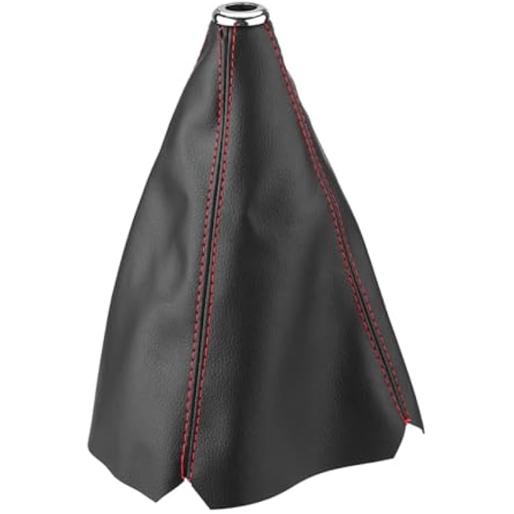 Shift Boot, PU Leather Shifter Boot Cover Universal, Shift Boot Retainer Stick Shift Sleeve Gear Shifter Boot Gear Gaiter Cover Black Bright Red Stitch for Manual Transmission Car