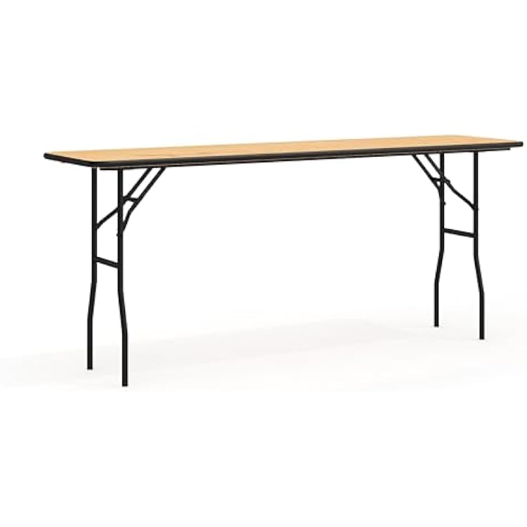 Flash Furniture Gael 6 Wood Folding Training and Event Table, Rectangular Folding Training Table with Smooth Clear Coated Finished Top, Natural