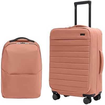 Away Travel Duo: Bigger Carry-On Softside Luggage and Everywhere Zip Backpack, Clay Pink
