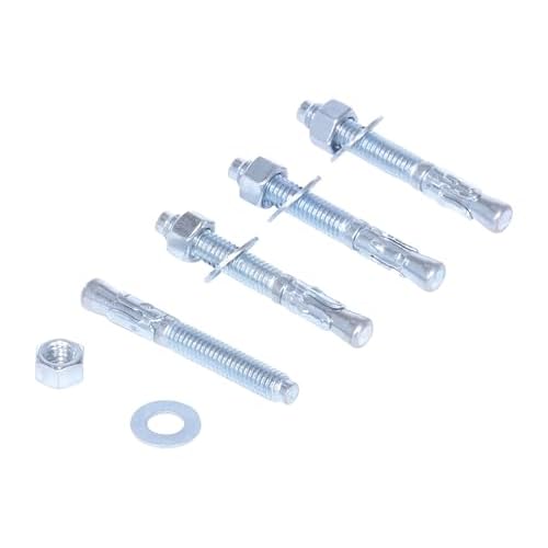Vestil AS-383-4PK Steel Concrete Sleeve Anchor Bolts 4 Pack 38 In. x 3 In. Silver