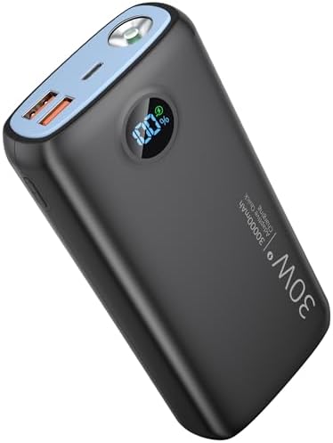 Portable Charger, 30000mAh QC4.0 PD3.0 30W USB C Fast Charging, Power Bank with 3W Flashlight and Led Display, External Battery Pack Travel Essentials for iPhone 17 16, Galaxy, LG, Tablet, and More