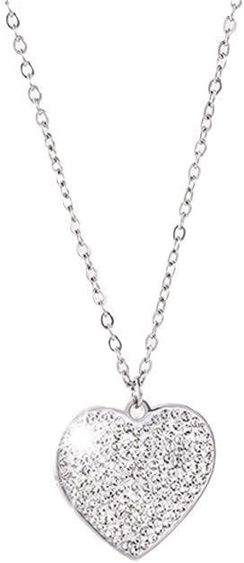 Full Heart Pendant Necklace for Women Men - Sterling Silver Heart Necklace - Cubic Zirconia Pendant - Fashion Jewelry, Gift for Women Men,45CM Chain with 5CM Extension