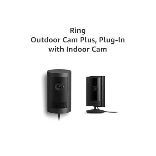 All-new Ring Outdoor Cam Plus Plug-In, Black with Ring Indoor Cam, Black