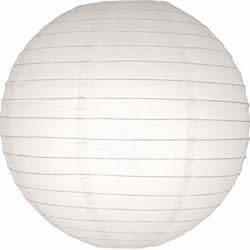 Paper Lantern, Round, Even Ribbing, 20 Inch, White