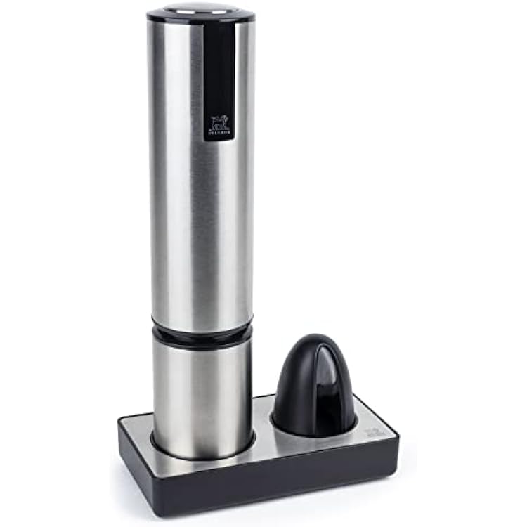 Peugeot - Elis Touch Electric Corkscrew - Rechargeable Bottle Opener with Battery and Charging Base, Stainless Steel, 10.6 inches