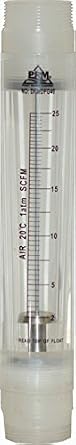 PRM FMDFG40 2-25 SCFM Air Rotameter Flow Meter 1.5 Inch Male NPT, Acrylic Body, Replaceable End Tails, Stainless Steel Plunger, Max 85 PSIG Pressure, 125F Temperature Rating