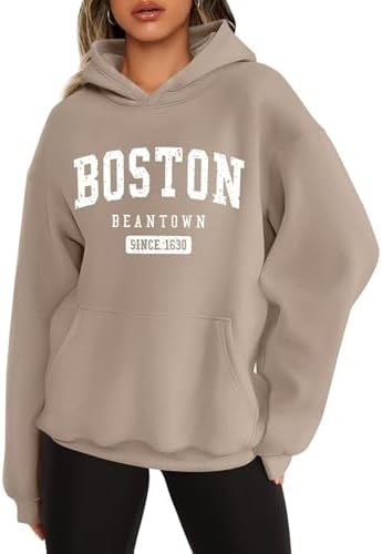 ORANDESIGNE Womens Oversized Letter Print Hoodies Graphic Fleece Sweatshirts Long Sleeve Pullover with Pocket 2026