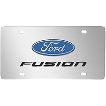iPick Image for Ford Fusion 3D Dual Logo Mirror Chrome Stainless Steel License Plate - Official Licensed